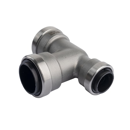 Quickfitting 3/4in Push-Fit x 1/2in Push-Fit x 3/4in Push-Fit Stainless Steel Reducing Tee Fitting SS825R
